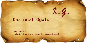 Kazinczi Gyula névjegykártya